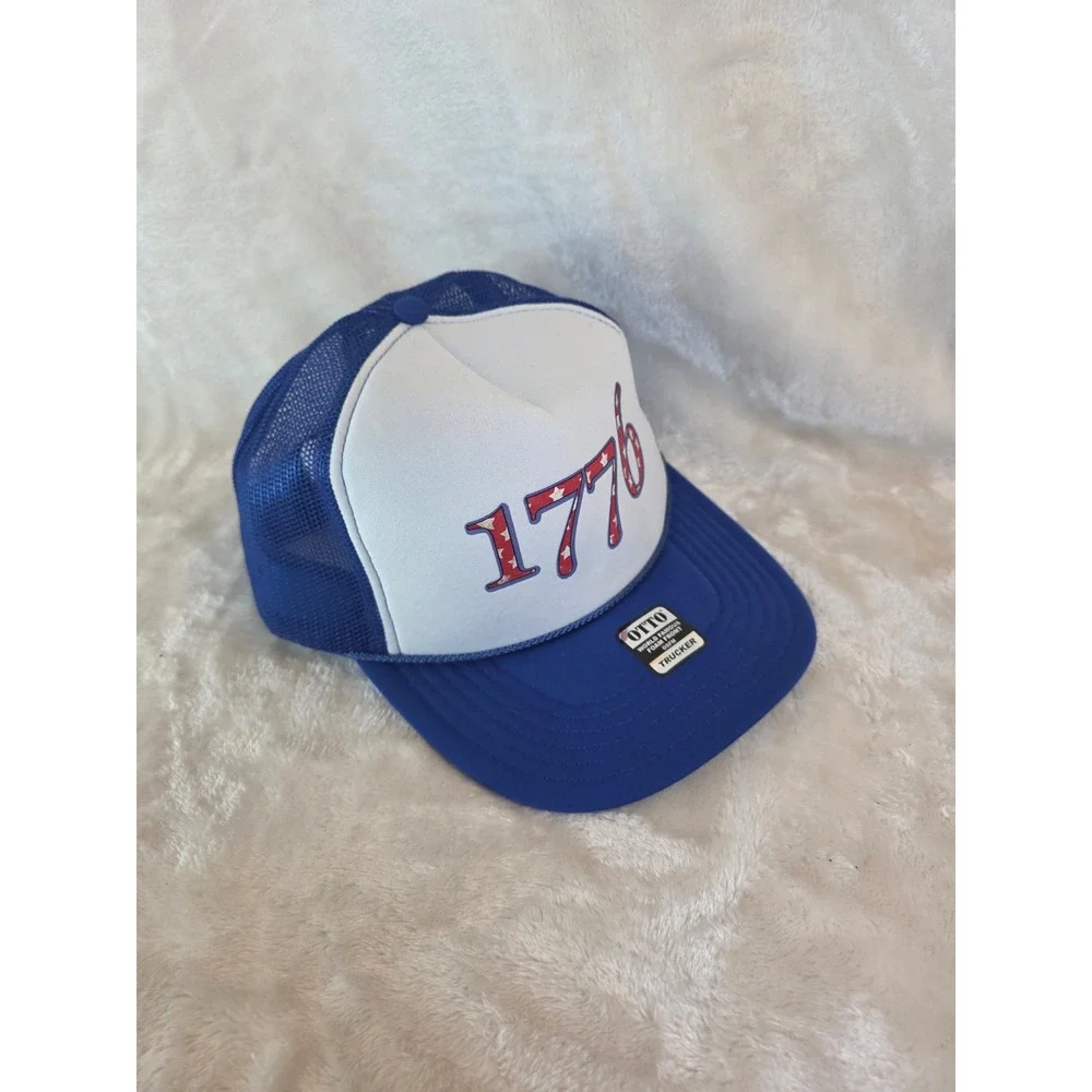 Otto 1776‎ Trucker Hat Blue White Red Stars USA Patriotic Snapback